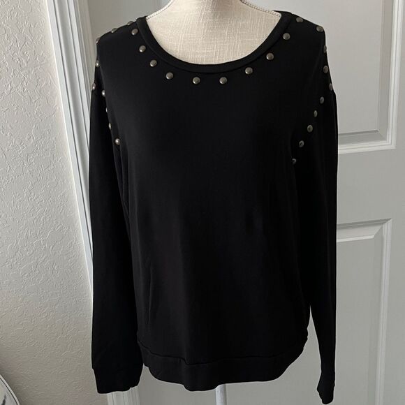 Karen Kane Black Studded Sweatshirt Made in USA - Picture 1 of 8
